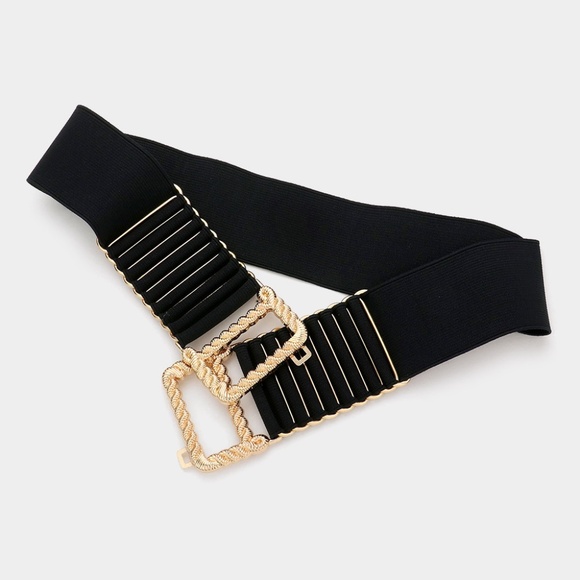 Gold and Black - 36" Bling Elastic Belt new - Picture 2 of 2